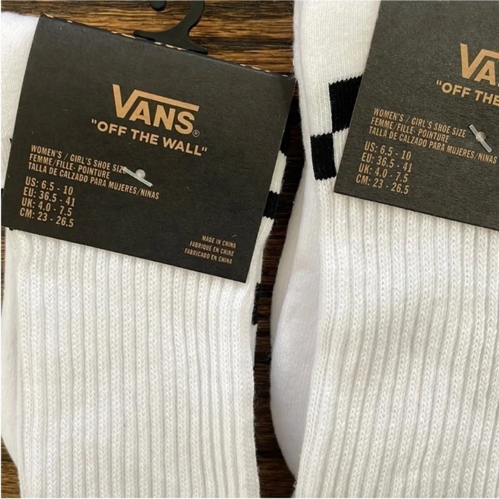 Vans Off The Wall Crew Socks Checkered Board 2 Pairs Womens 6.5-10